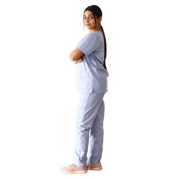 Light Blue Scrubs V Neck - Image 2