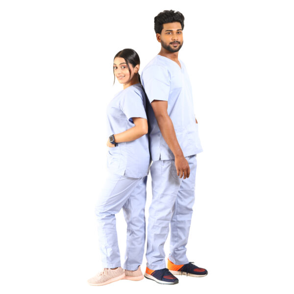 Light Blue Scrubs V Neck - Image 2