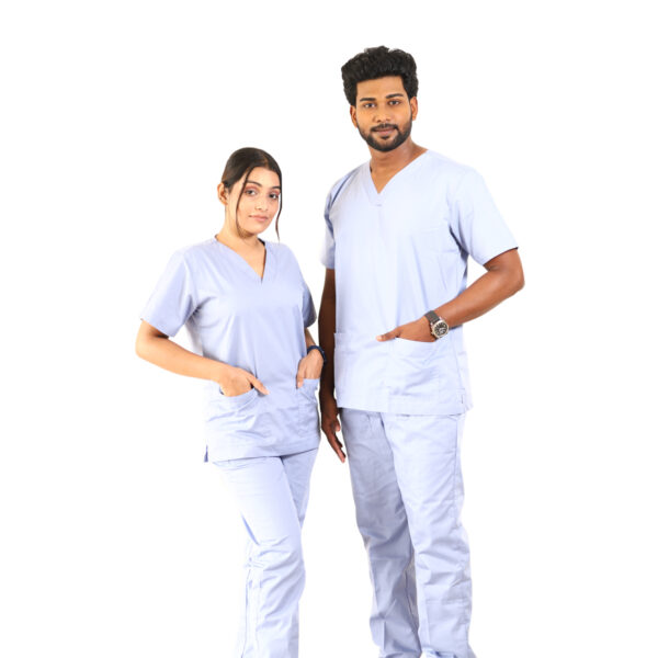 Light Blue Scrubs V Neck - Image 2