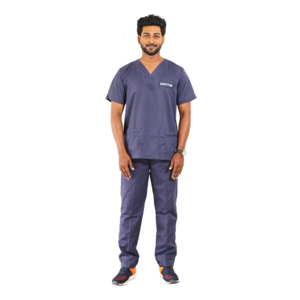 Medical Scrubs Navy blue V Neck - Image 2