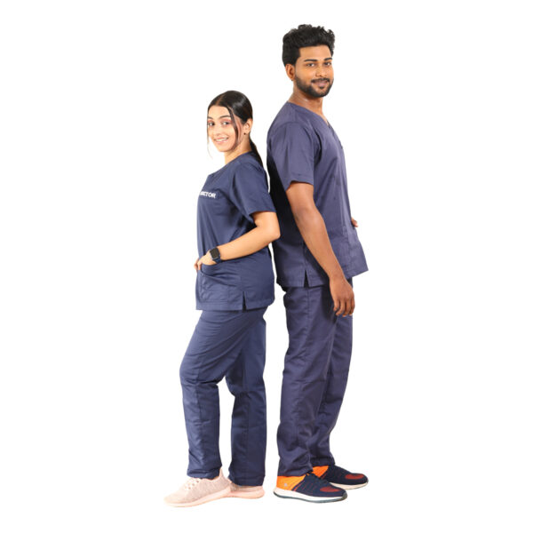 Medical Scrubs Navy blue V Neck - Image 2