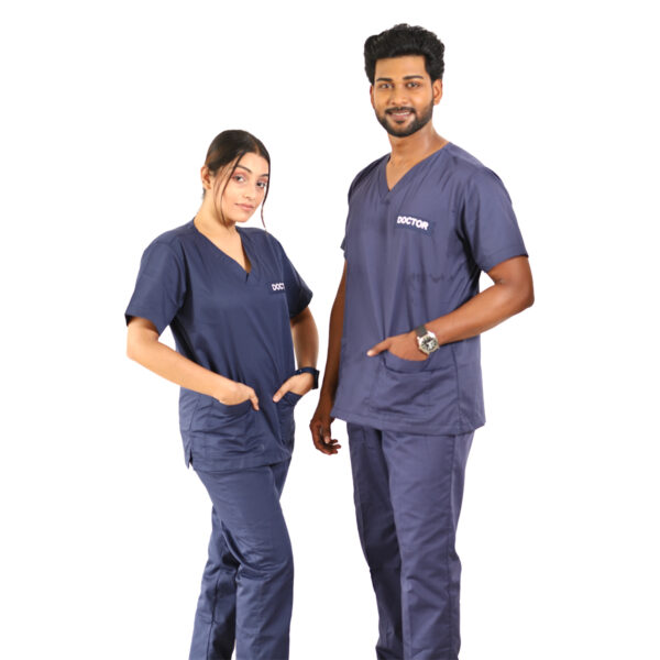 Medical Scrubs Navy blue V Neck - Image 2