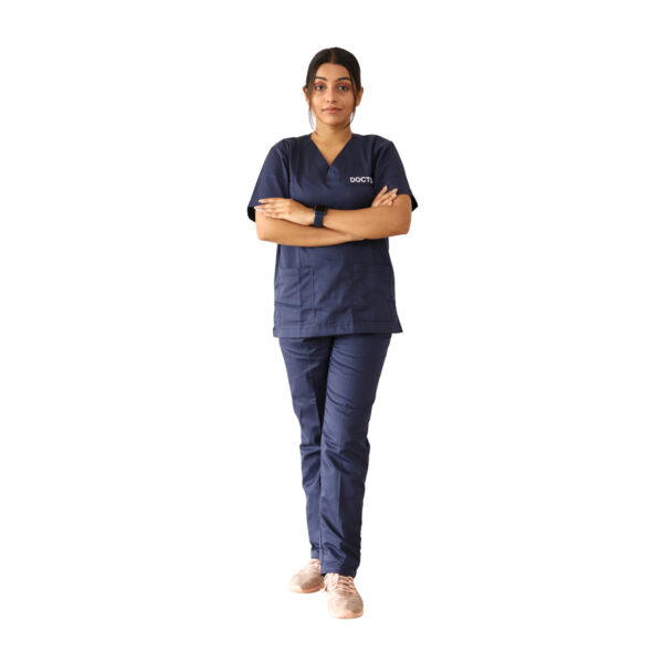 Medical Scrubs Navy blue V Neck - Image 2