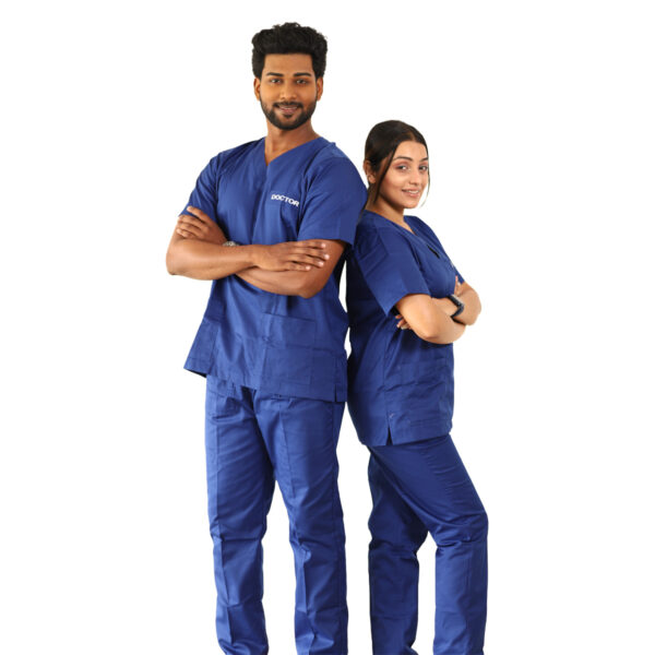 Medical Scrub Royal Blue V Neck - Image 2