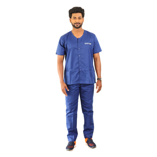 Medical Scrubs Royal Blue Button Type - Image 2