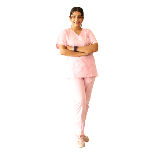 Medical Scrubs Pink V Neck